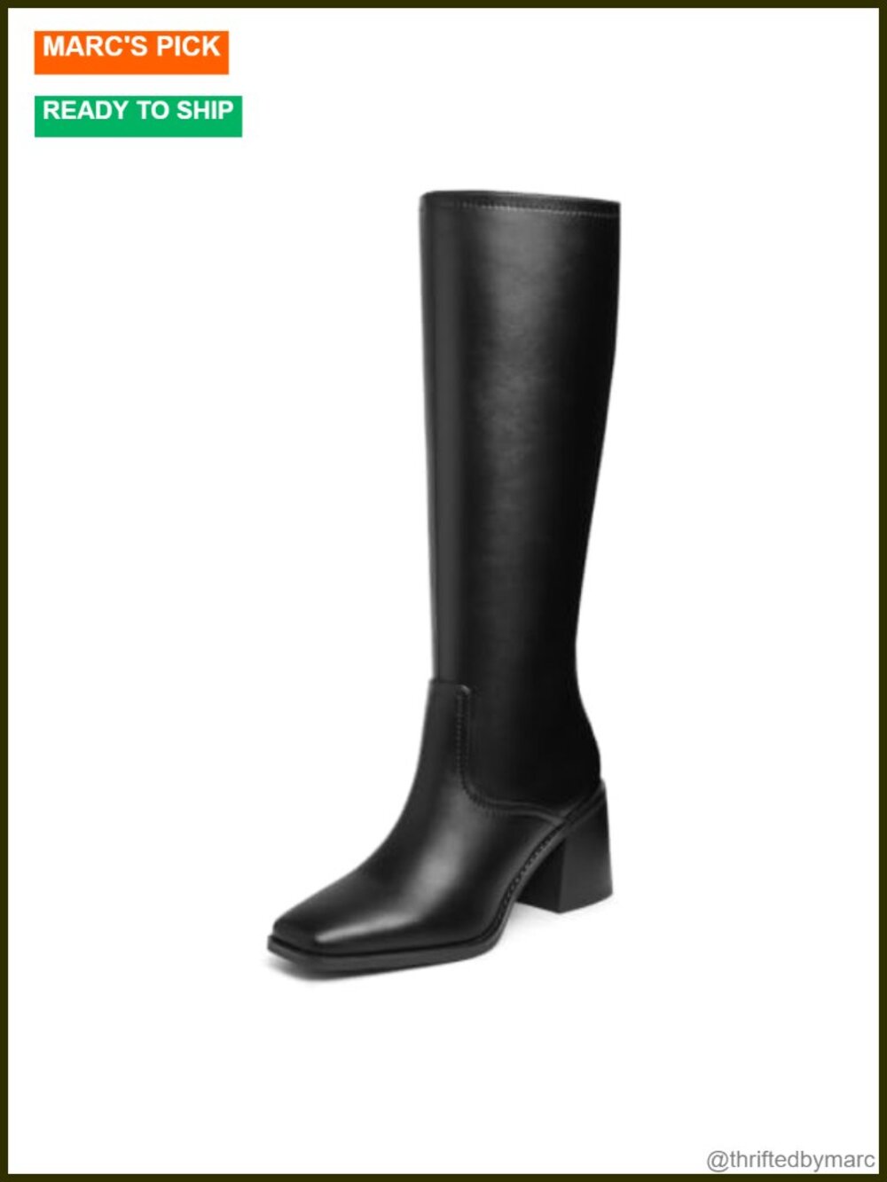 Knee High Boots Square Toe Chunky Heel Tall Fall Boots